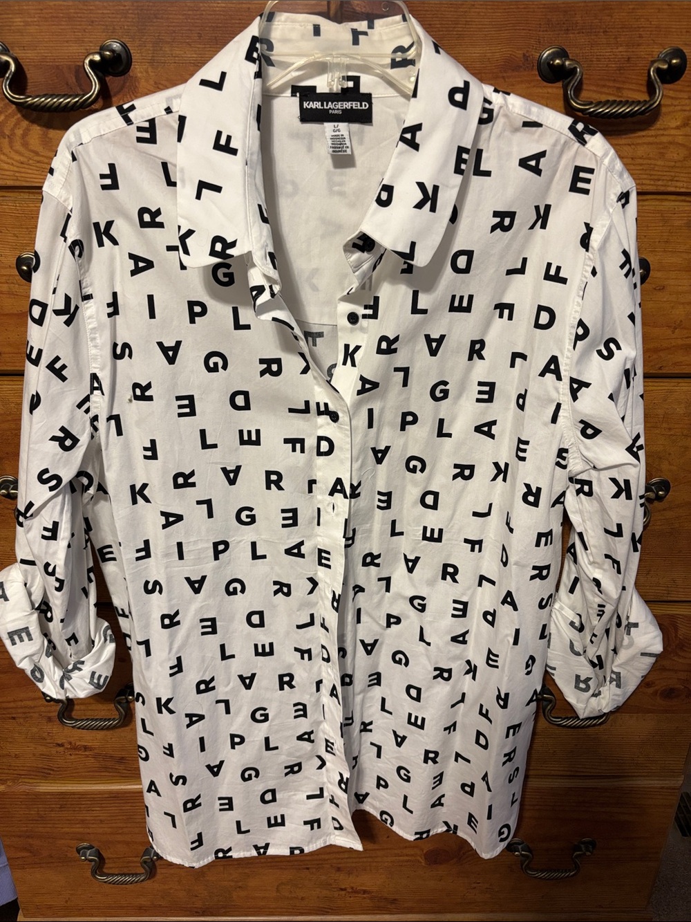 Karl Lagerfeld White Shirt with Black Letter Print
